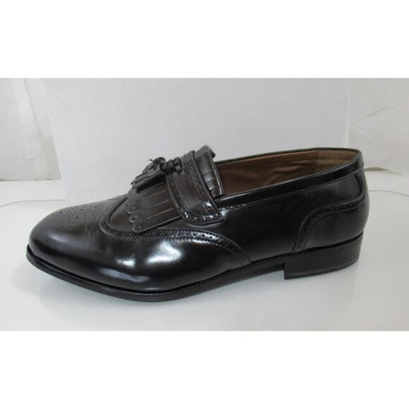 Men's Florsheim Lexington Kiltie Tassel Wing Tip Loafer Black Size 10 Wide 3E - Picture 2 of 12